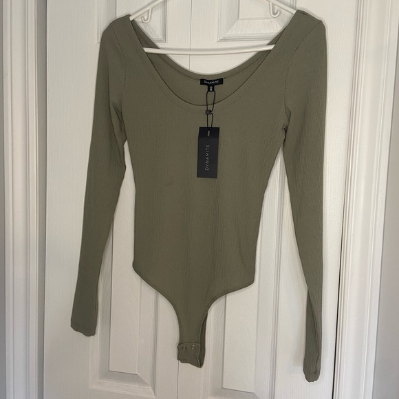 Dynamite Sage Green Longsleeve Bodysuit - Picture 3 of 4